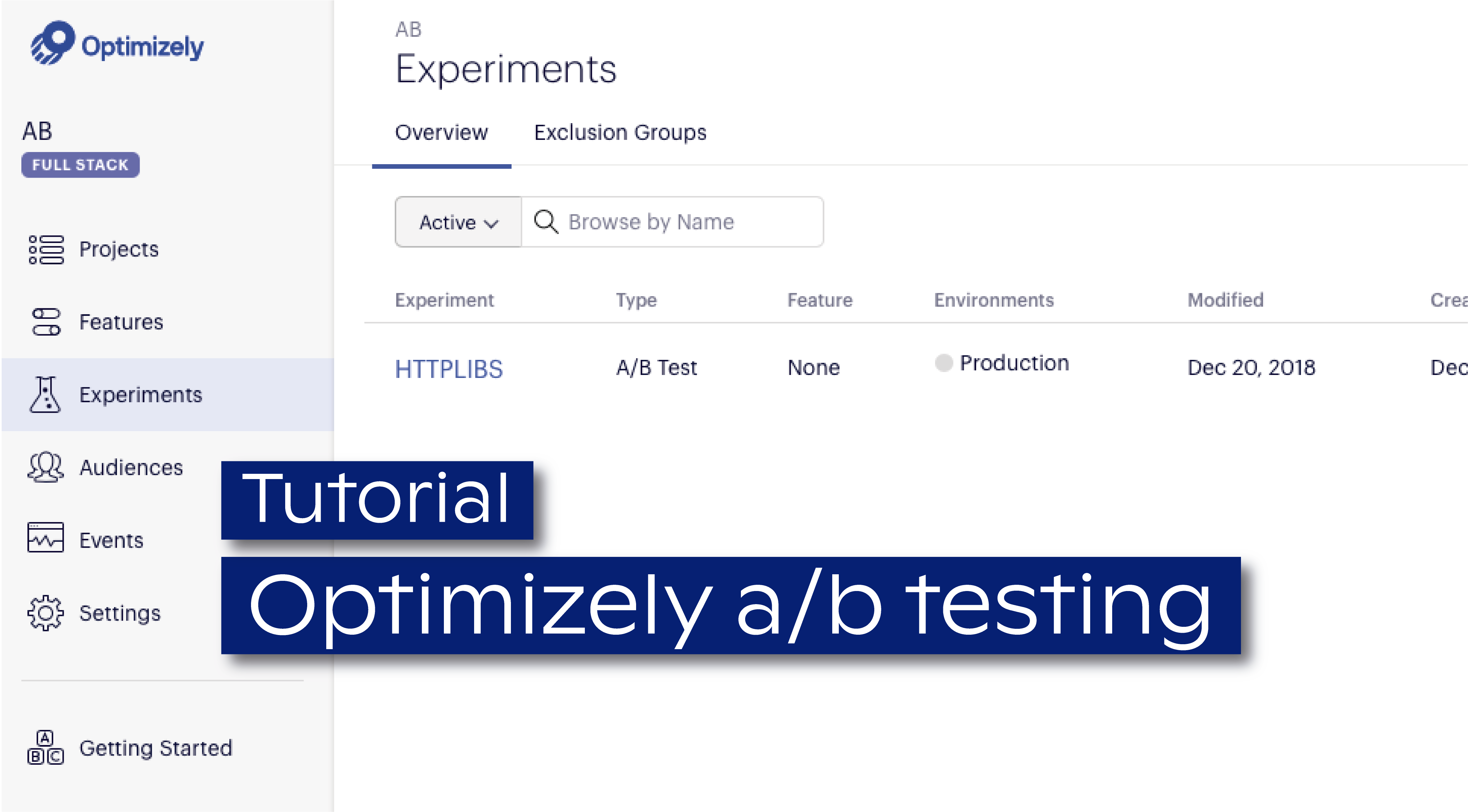 Tutorial: Optimizely ab testing tool